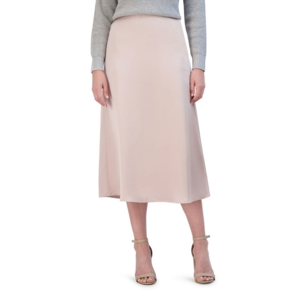 French Connection Pink Blush Satin MIDI Skirt